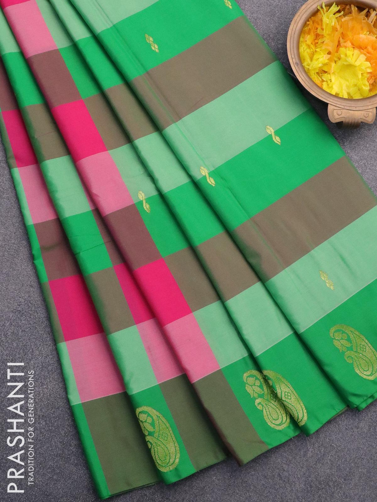 Handwoven Kanchipuram Silk Saree With Palum Pazhamum Checks & Bavanji  Border 10013273 | Checks saree, Wedding saree collection, Bridal silk saree