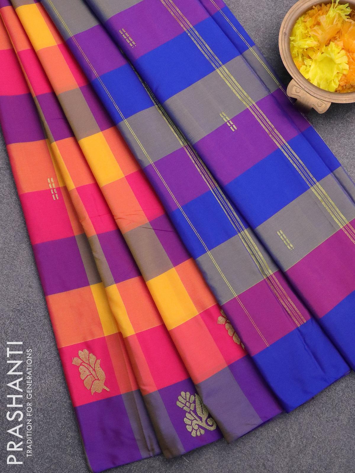 Silk cotton saree light blue and black with allover paalum pazhamum ch –  Prashanti Sarees