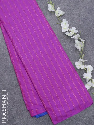 Arani semi silk saree purple and blue with allover copper zari weaves in borderless style