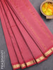 Arani semi silk saree red shade with allover checked pattern and small zari woven border