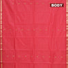 Arani semi silk saree red shade with allover checked pattern & zari buttas and small zari woven border