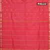 Arani semi silk saree red shade with allover checked pattern & zari buttas and small zari woven border