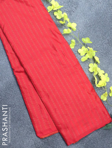 Arani semi silk saree red with allover copper zari weaves in borderless style