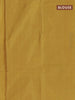 Arani semi silk saree yellow and dual shade of maroon with allover copper zari weaves in borderless style