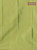 Arani semi silk saree yellow shade and light green with allover silver zari weaves in borderless style