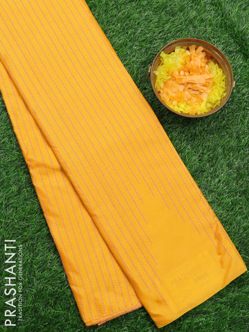 Arani semi silk saree yellow with allover thread weaves in borderless style