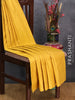 Arani semi silk saree yellow with allover zari woven weaves in borderless style
