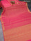 Art chiffon saree pink with allover zari woven brocade weaves and zari woven border