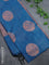 Banarasi cotton saree cs blue with copper zari woven buttas and piping border