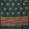 Banarasi cotton saree dark green with copper zari woven geometric buttas and piping border