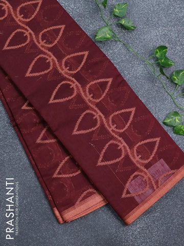 Banarasi cotton saree maroon with allover copper zari weaves and copper zari woven piping border