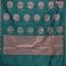 Banarasi cotton saree peacock green with copper zari woven buttas and piping border