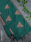 Banarasi cotton saree peacock green with copper zari woven geometric buttas and piping border