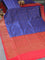 Banarasi handloom dupion saree blue and red with allover thread woven buttas and woven border