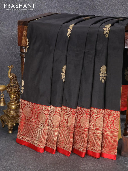 Black Colour Kanchipuram Silk Saree – StylebyPanaaash