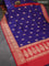 Banarasi katan silk saree blue and red with floral zari woven buttas and floral zari woven border