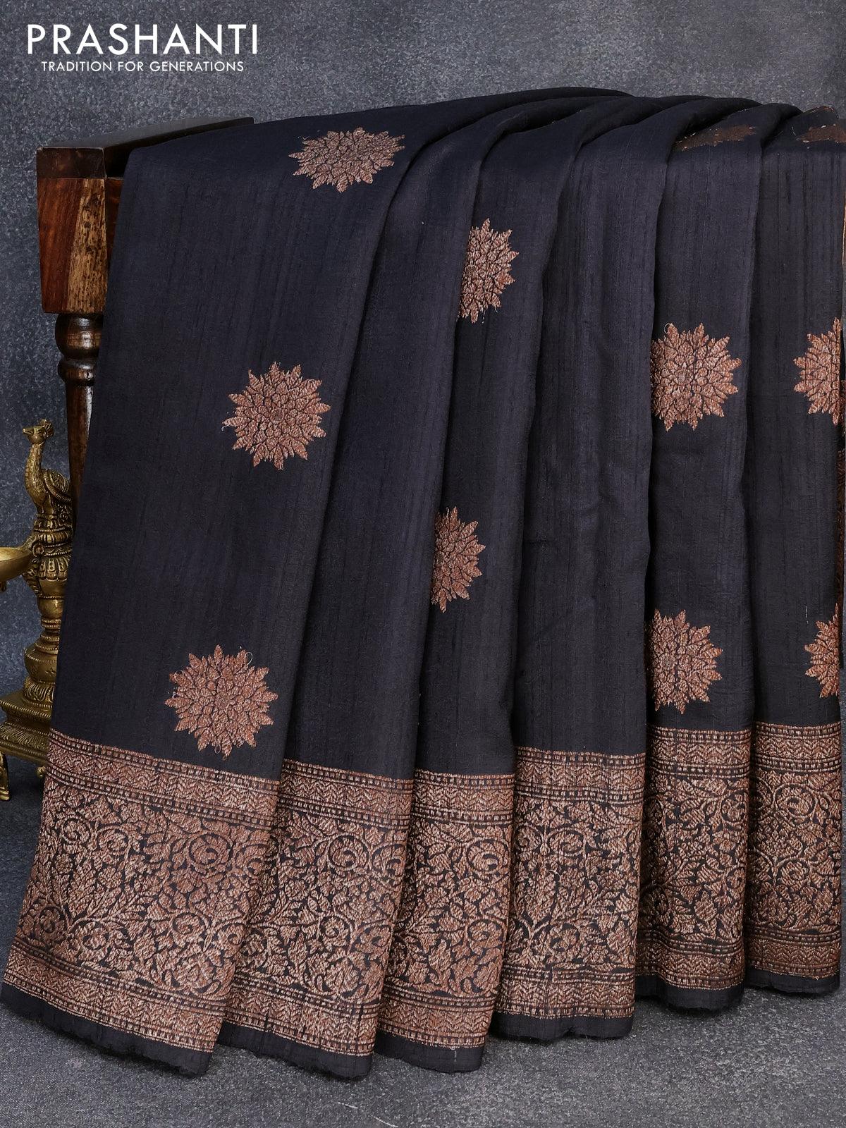 Blue Handloom Banarasi Pure Silk Kadwa Scurt Saree – Okhaistore