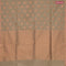 Banarasi semi cotton saree chikku shade with geometric copper zari woven buttas and zari woven piping border