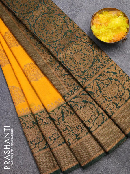 Buy WiMO Ready to wear 1 minute Banarasi soft semi dupion silk saree with  zari weaving all over and contrast border and contrast brocade blouse at  Amazon.in