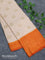 Banarasi semi silk saree cream and orange with allover zari weaves and zari woven border