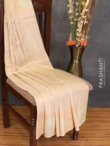 Banarasi semi silk saree cream with allover zari weaves and zari woven border