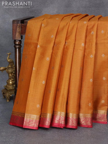 Pure Handloom Tussar Banarasi Saree in Beige, Red and Green at Rs 12500 | Tussar  Silk Sarees in Kolkata | ID: 18960958748