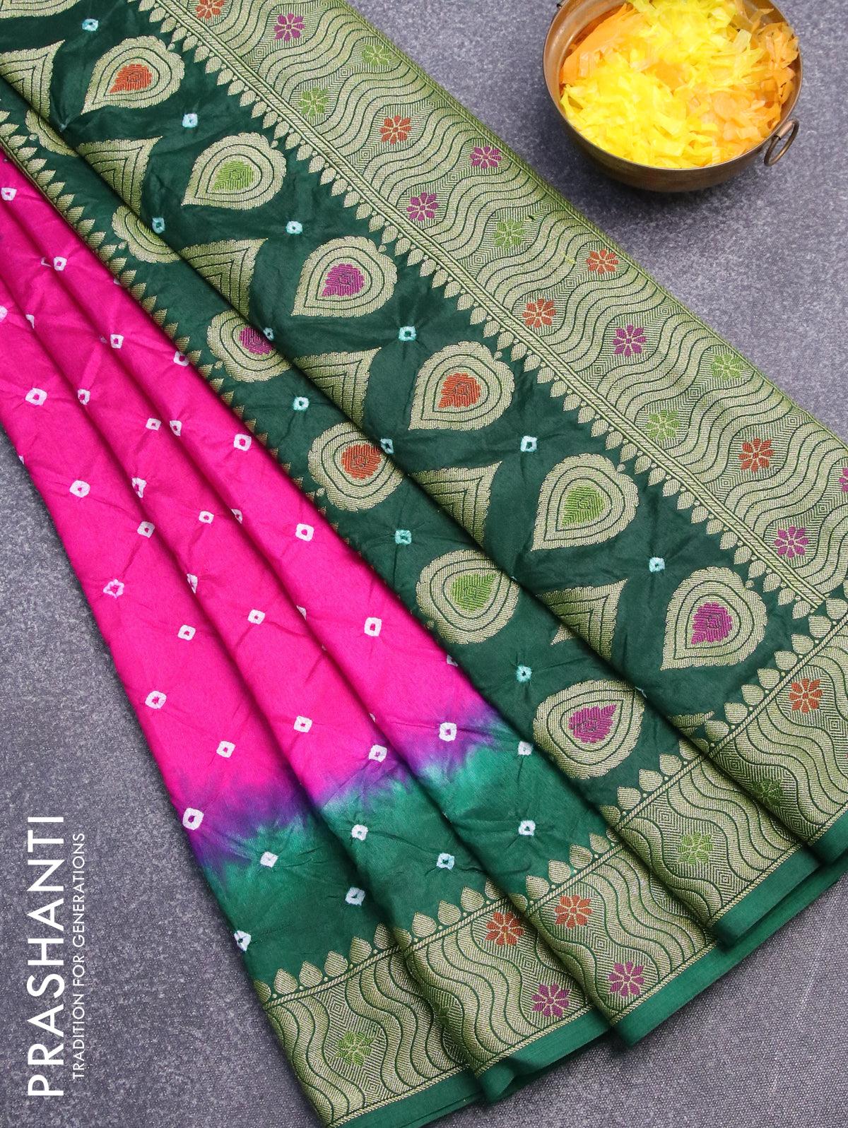 Traditional Rani Color Chandrakhani Design Gajji Silk Bandhani Saree –  Sankalp The Bandhej Shoppe