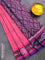 Bengal soft cotton saree pink and deep violet with butta prints and ikat woven border