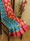Bhagalpuri saree blue and pink with allover ikat prints and simple zari border