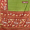 Bhagalpuri saree light green and rust shade with allover zari woven stripes pattern and pichwai printed border