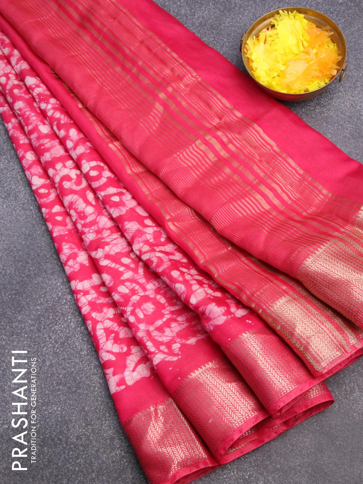 Binny Silk saree red with allover batik prints and zari woven border –  Prashanti Sarees