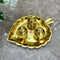 Gift Items, Brass Leaf Shaped Kumkum Box 3 Bowls Attached, Haldi Kumkum Box