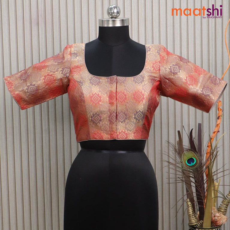 Pastel Banarasi BrocadeMix and Match Blouse with Side-back Closure and
