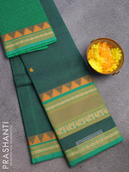 Sareekatha Women's Handloom Cotton Saree With Thread Work Border & Pallu  With Unstitched Blouse (Color 1), Green : Amazon.in: Fashion