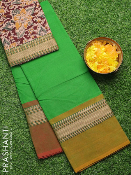 Chettinad cotton sarees clearance with kalamkari blouse price