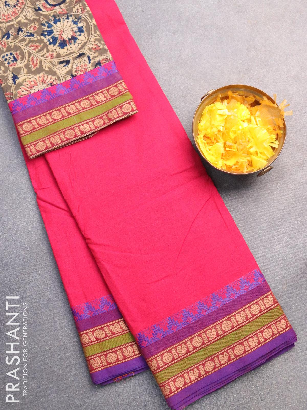 Kalamkari saree blue color latest design | Silk sarees online shopping, Kalamkari  saree, Cotton sarees online