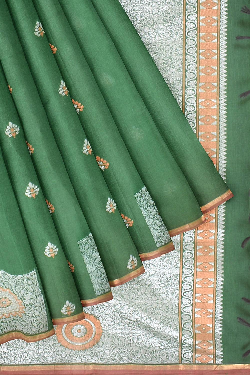 17605 STUNNING DARK GREEN COLOUR BEAUTIFUL SILK SAREE WITH COPPER ZARI  WEAVING - Reewaz International | Wholesaler & Exporter of indian ethnic  wear catalogs.