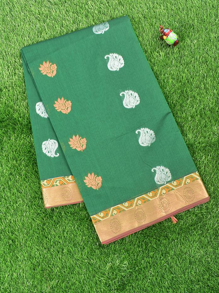 Chettinad Cotton Embroidered Cream Saree – Kumaran Silks