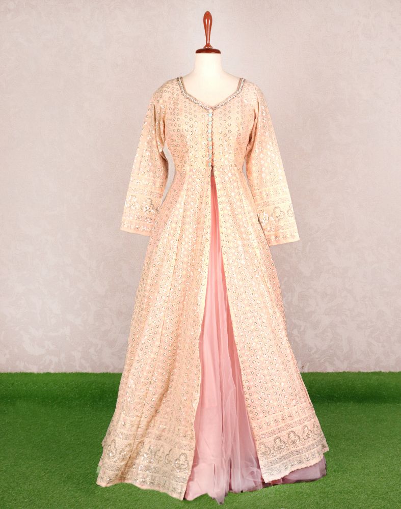 Shop Peach Layered Lehenga Set for Women Online from India's Luxury  Designers 2024
