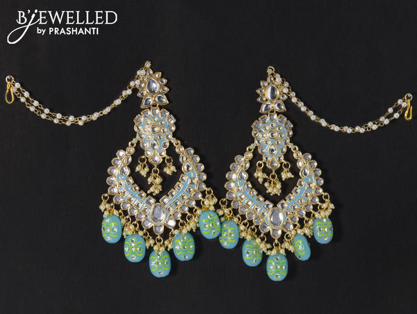 Light Blue Meenakari Pearl Jhumka Earrings for Wedding | FashionCrab.com |  Jhumka earrings, Jhumka, Bold statement jewelry