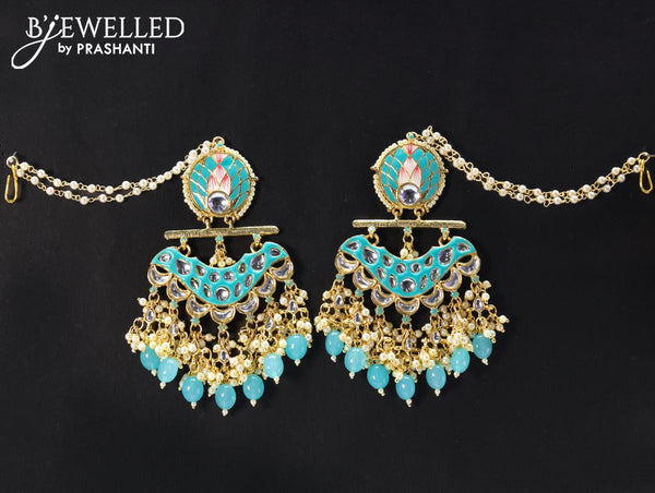 Orbis Long and Big Earrings Jhumka-Light Blue