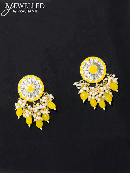 Meenakari Hoop Style Earrings in Yellow Colour - LOCAL TIJORI