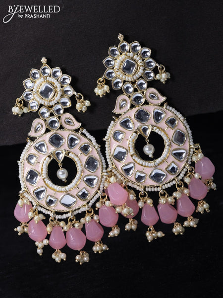 Hot Pink Beaded Drop Earring With Pearls – Digital Dress Room
