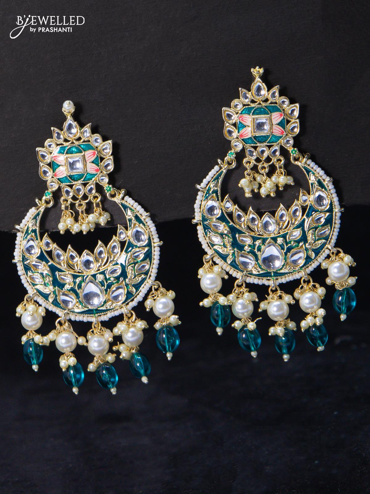 Ombre Colourburst Peacock Gold Earrings-Candere by Kalyan Jewellers