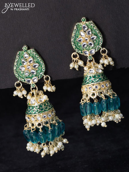 Limited Edition- Green Meenakari Jhumka – ChicMela