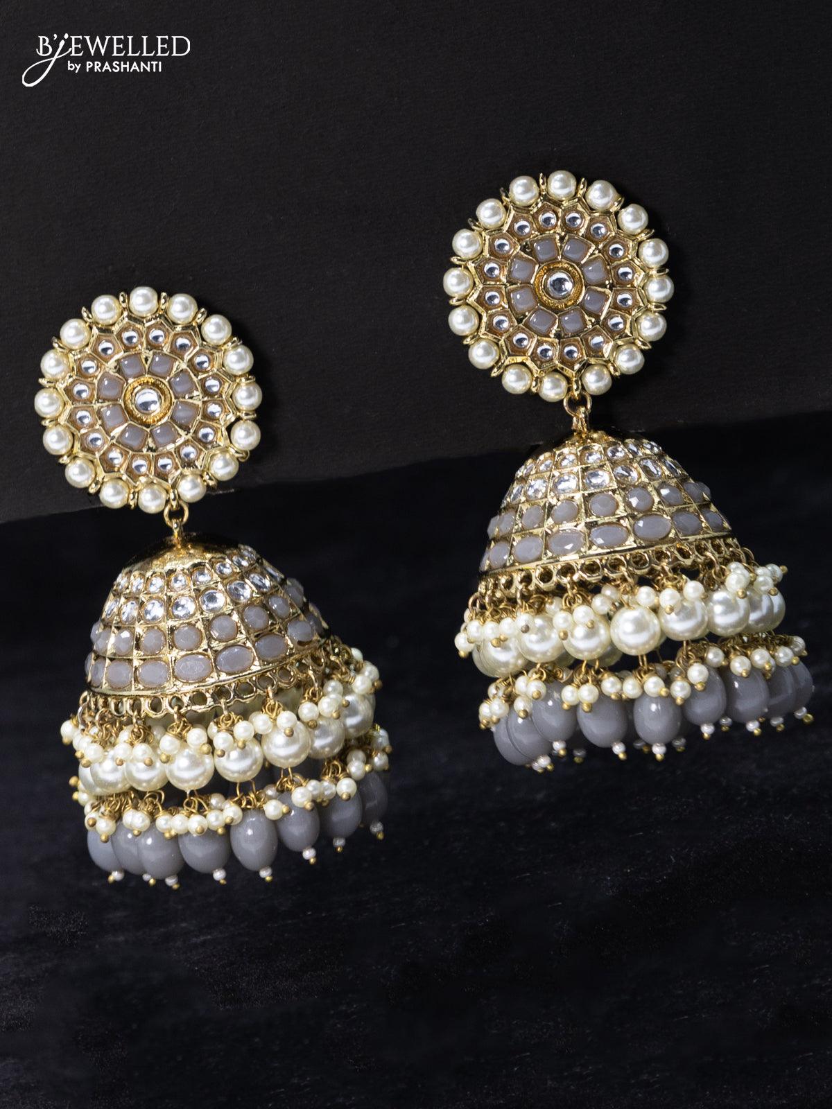 Grey jhumka sale