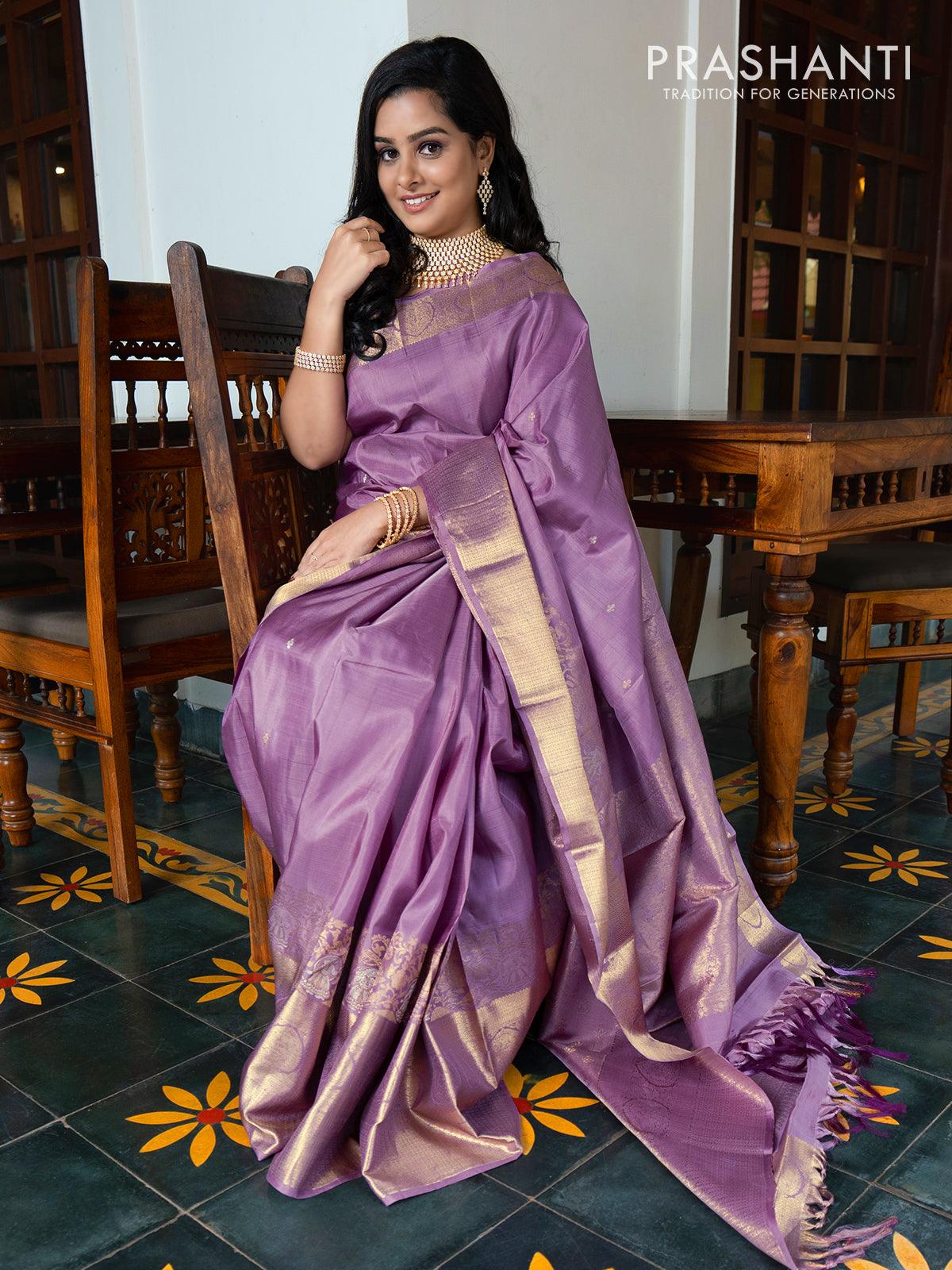 Royal Blue Pure Kanjivaram Silk Saree – Elegantt Drapes