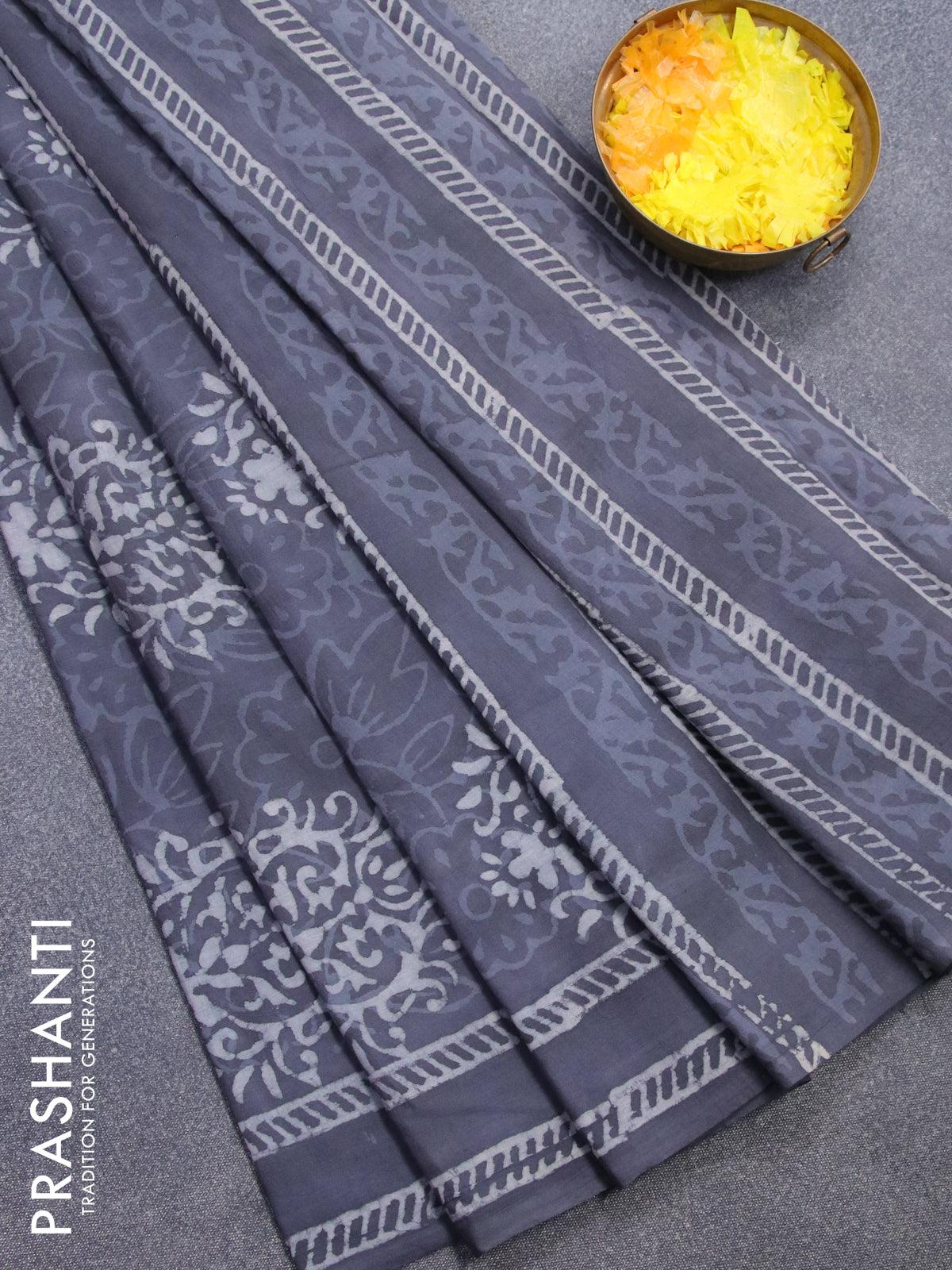 Buy Dark Blue(Single Tone) - Jaipur cotton Saree online | Jaipur cotton  from ShrusEternity