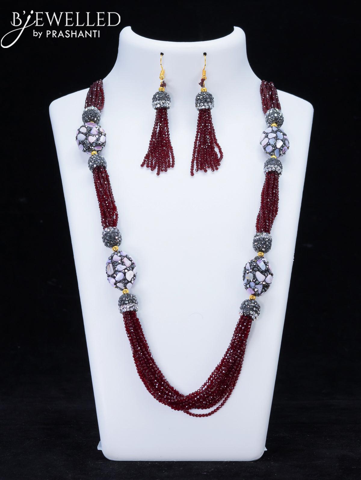 Maroon hot sale crystal necklace