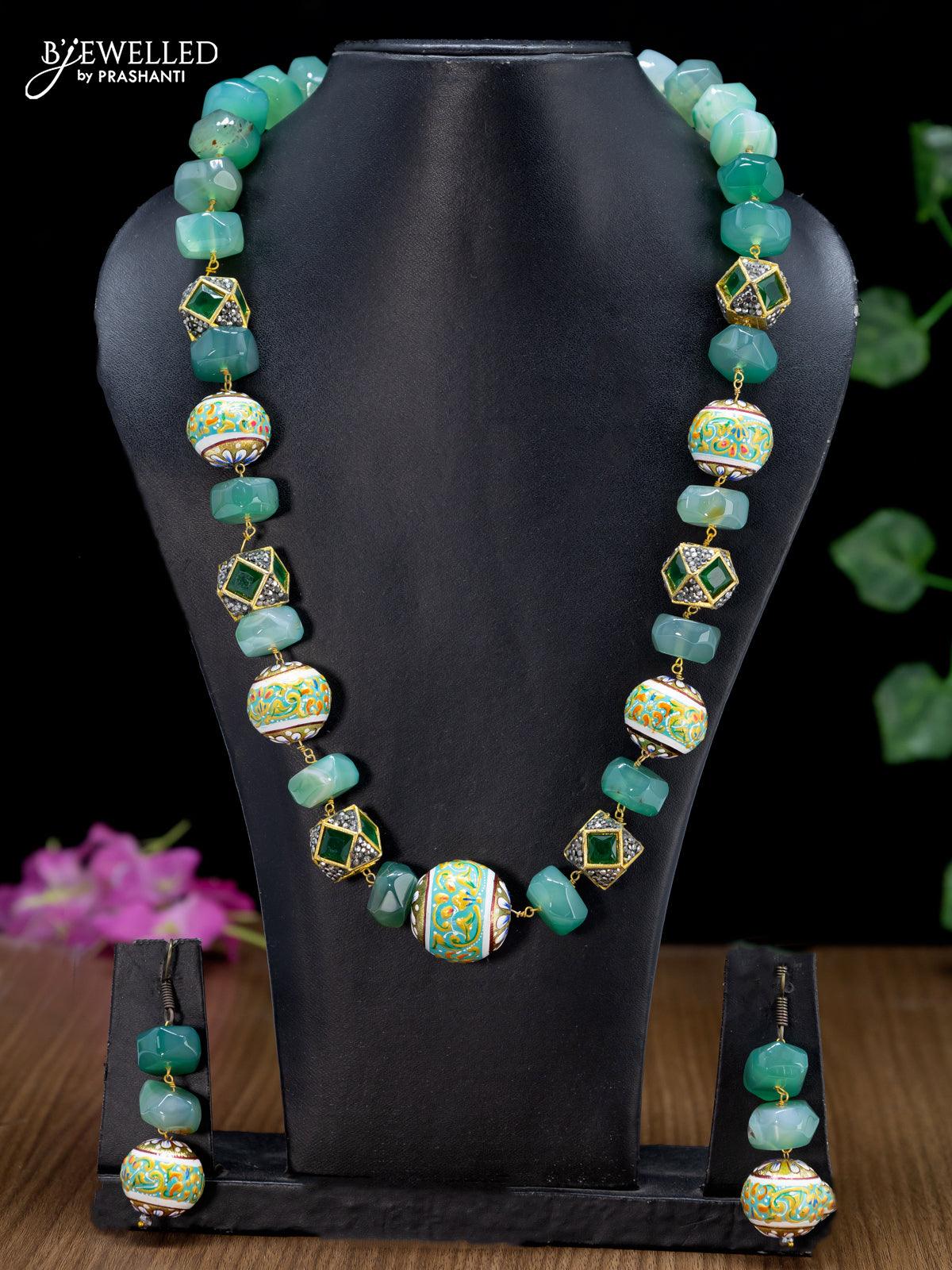 SJUENSXH Green Gem-stone Necklace with Gold Dragon Phoenix India | Ubuy